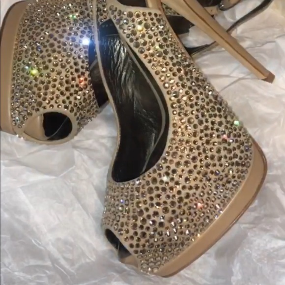 Giuseppe Zanotti Suede Crystal Peep Toe Platform - Picture 4 of 12